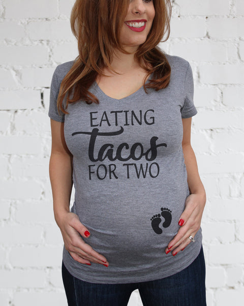 Eating Tacos For Two And Just Pregnancy Announcement Shirts Couple