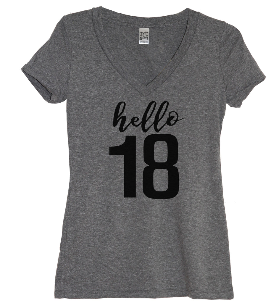 Hello 18 V Neck Shirt - It's Your Day Clothing