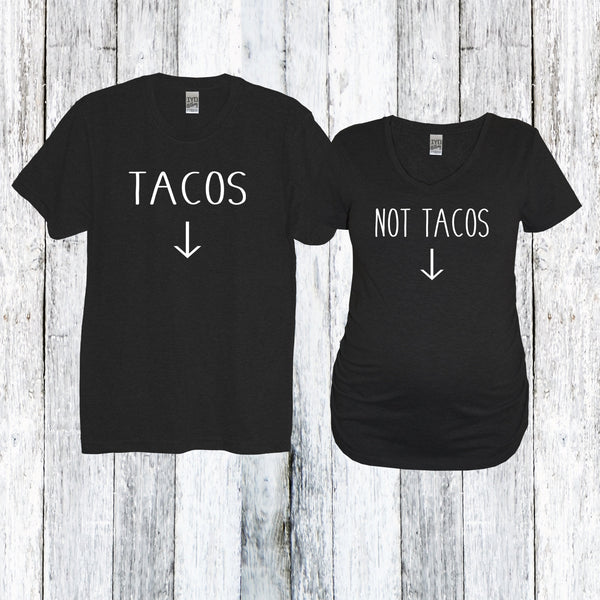 EverAnnieStore Eating Tacos for Two Couples Pregnancy Shirts, Funny Maternity Taco Shirt, Pregnancy Shirt for Men, Matching Pregnancy Shirts for Couples