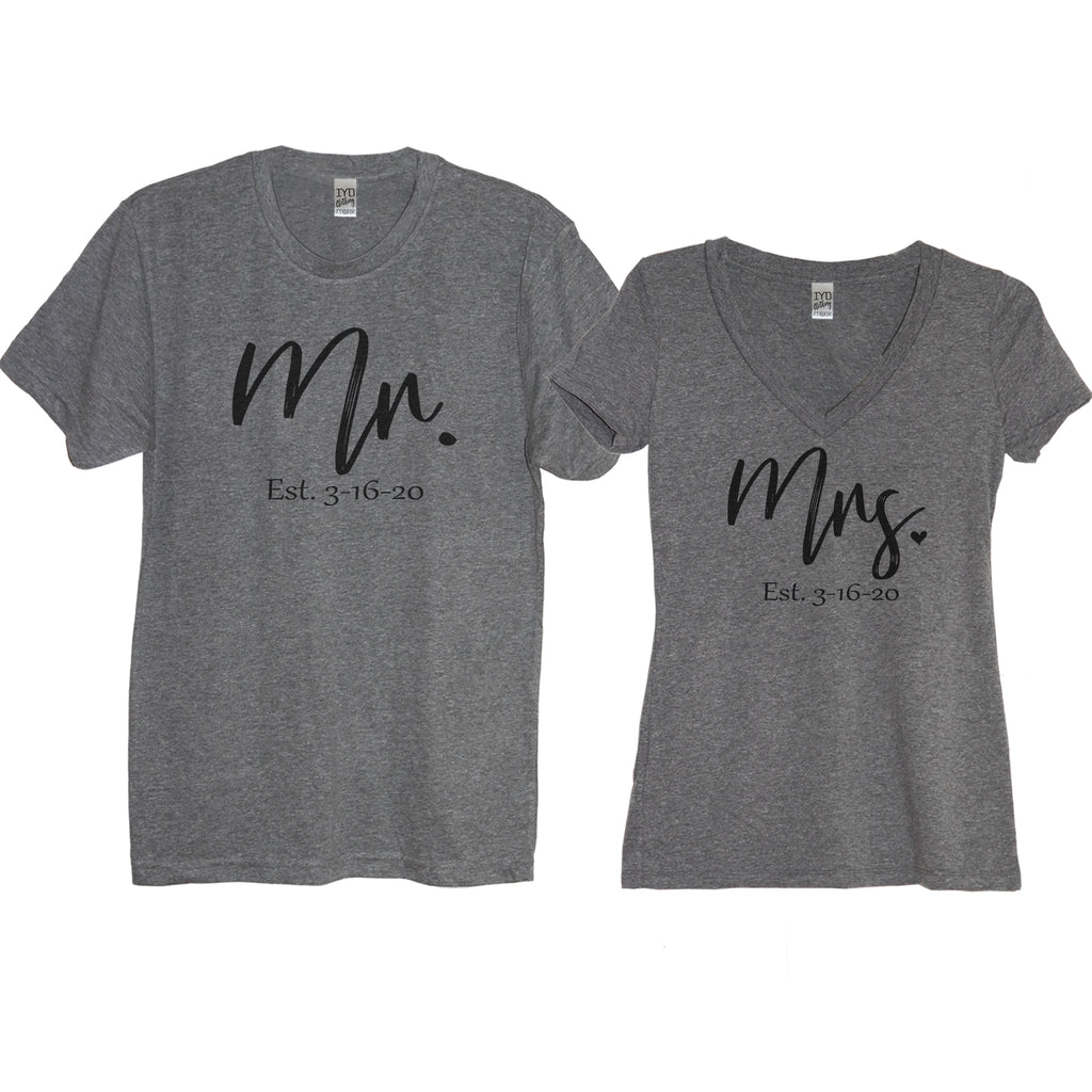 Mr. and Mrs. Established Custom Couples Shirt