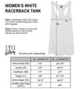 women's white racerback tank size chart