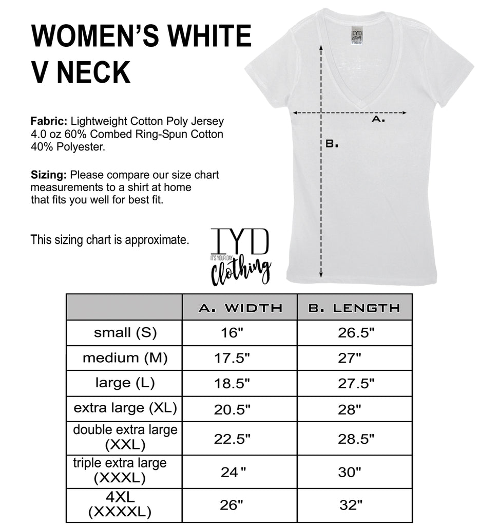 Women's White Maternity V Neck Size Chart - It's Your Day Clothing