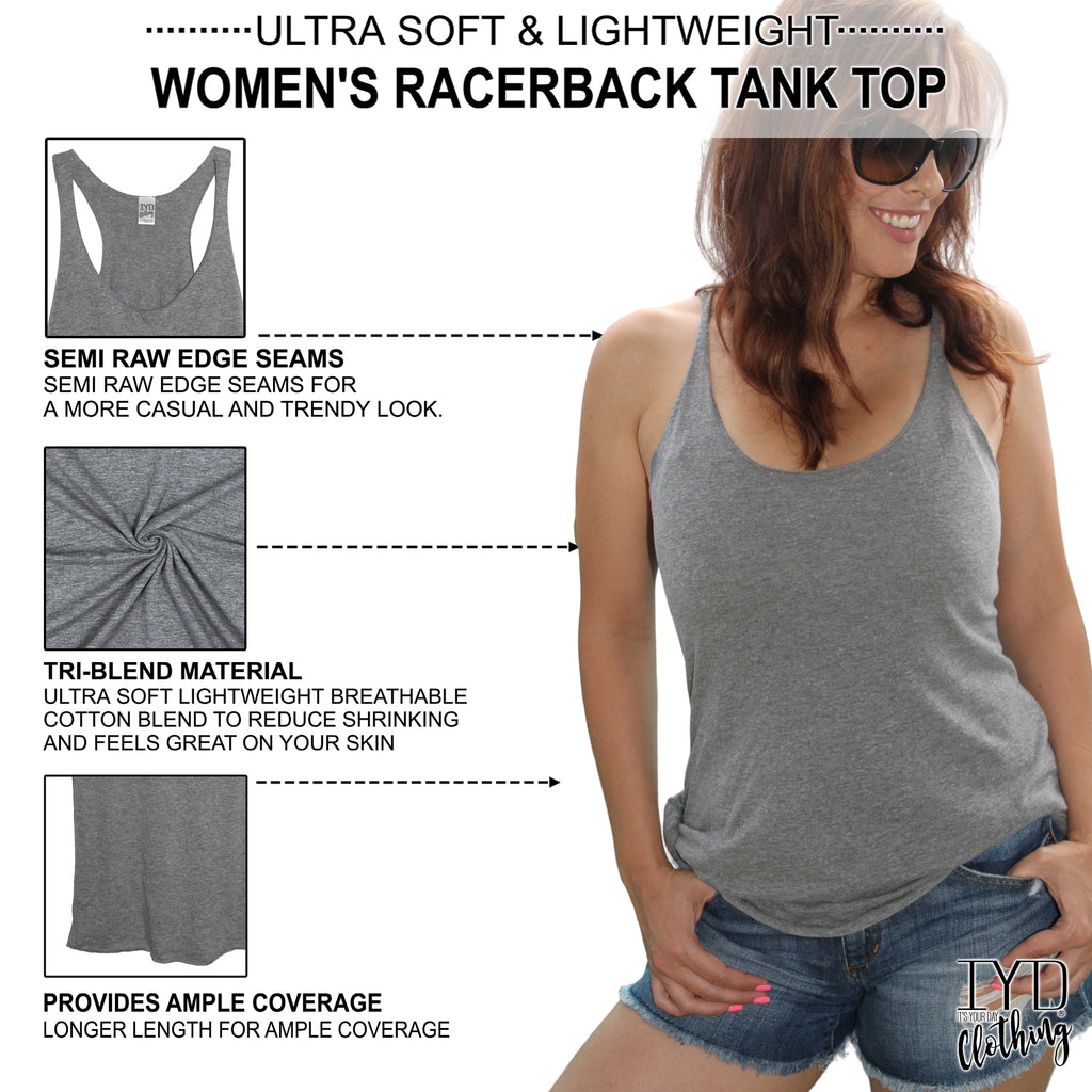 Women's Heather Gray Racerback Tank Top Details