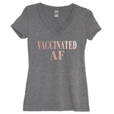 Rose Gold Vaccinated AF Heather Gray V Neck - It's Your Day Clothing