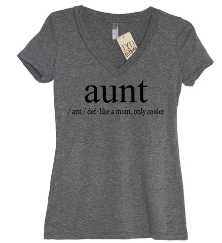 Aunt Squad Block Writing V Neck Shirt