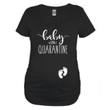 Baby In Quarantine Black Maternity V Neck With White Print - It's Your Day Clothing