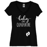 Baby In Quarantine Black V Neck With White Print - It's Your Day Clothing