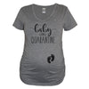 Baby In Quarantine Heather Gray Maternity V Neck With Black Print - It's Your Day Clothing