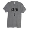 Heather Gray Beer Crew Neck Shirt With Arrow Pointing To Belly - It's Your Day Clothing