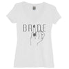 Bride Custom Wedding Finger White Women's V Neck Shirt - It's Your Day Clothing