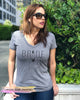 Bride Custom Wedding Finger Heather Gray Women's V Neck Shirt - It's Your Day Clothing