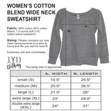 Women's Cotton Blend Wide Neck Sweatshirt Size Chart - It's Your Day Clothing