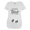 White Eating Tacos For Three Maternity V Neck With Two Sets Of Baby Foot Prints On Belly - It's Your Day Clothing