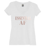 Rose Gold Essential AF White V Neck - It's Your Day Clothing