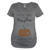 Expecting A Little Pumpkin Heather Gray Maternity V Neck - It's Your Day Clothing
