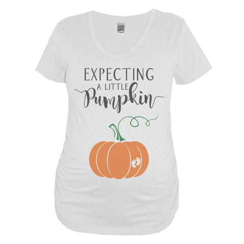 Expecting A Little Pumpkin White Maternity V Neck - It's Your Day Clothing