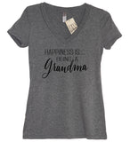 Happiness Is Being A Grandma V Neck Shirt - It's Your Day Clothing
