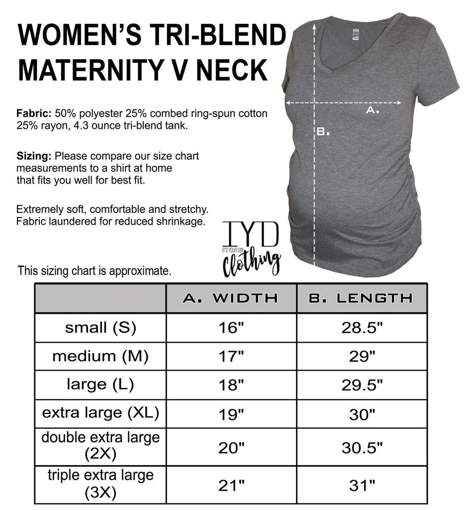 Women's Heather Gray Maternity V Neck Size Chart - It's Your Day Clothing
