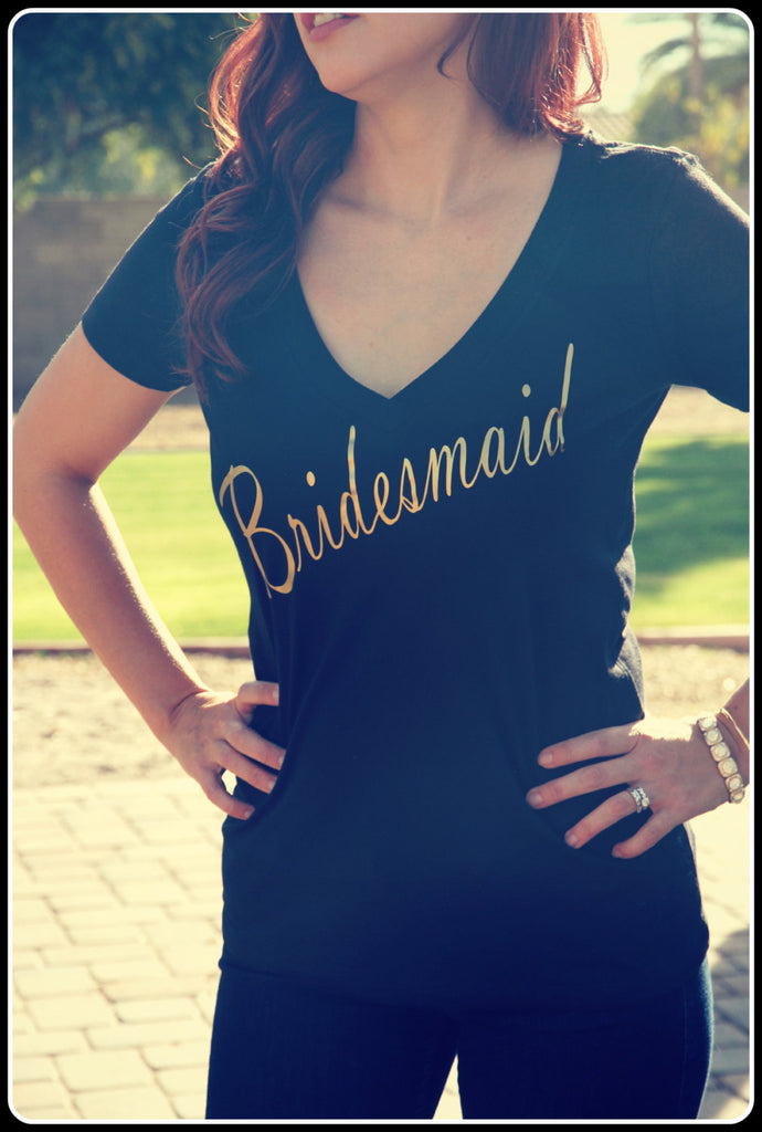 Black and Gold Bridesmaid Bridal Party Shirts - It's Your Day Clothing