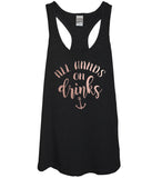 All Hands On Drinks Black Tank Top With Rose Gold Print - It's Your Day Clothing 