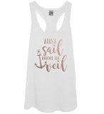 Last Sail Before The Veil White Tank Top With Rose Gold Print - It's Your Day Clothing