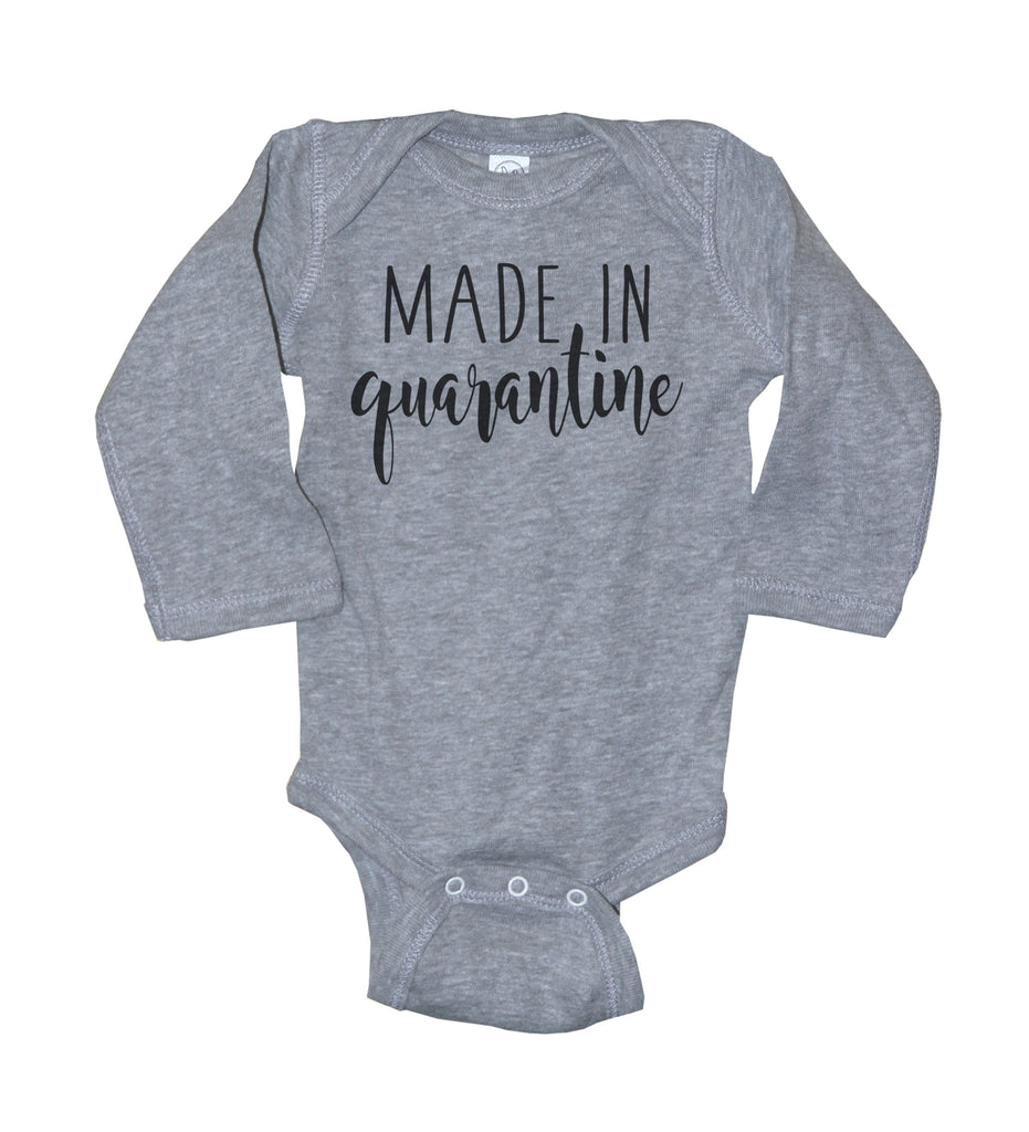 Made In Quarantine Long Sleeve Baby Bodysuit - It's Your Day Clothing