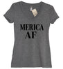 Merica AF Womens V Neck, America, Fourth of July, Memorial day, 4th of July, American Flag, Summer Tank Top, Beaches, Pool, American, Lake - It's Your Day Clothing