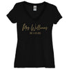 Black Mrs. Williams V Neck With Gold Print - It's Your Day Clothing