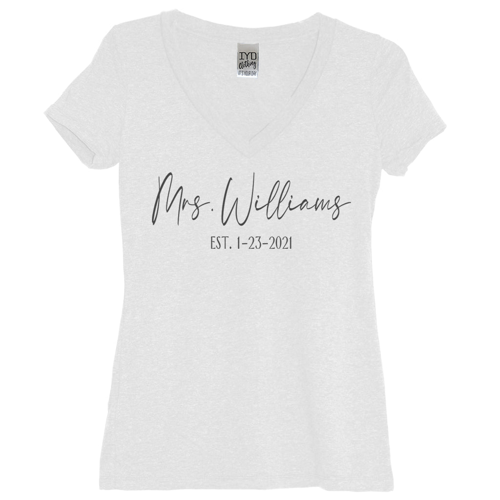 White Mrs. Williams V Neck With Black Print - It's Your Day Clothing