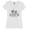 White Mrs. Quarantine #WeddingPostponed Women's V Neck Shirt With White Print - It's Your Day Clothing