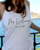 White Custom Mrs. Est. Tank Top Close Up On Model - It's Your Day Clothing