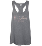 Heather Gray Custom Mrs. Est. Tank Top With Rose Gold Print - It's Your Day Clothing