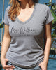 Heather Gray Mrs. Williams V Neck On Model Close Up - It's Your Day Clothing