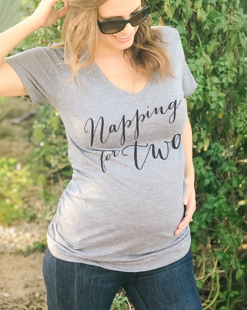 Napping For Two Maternity V Neck Shirt - It's Your Day Clothing