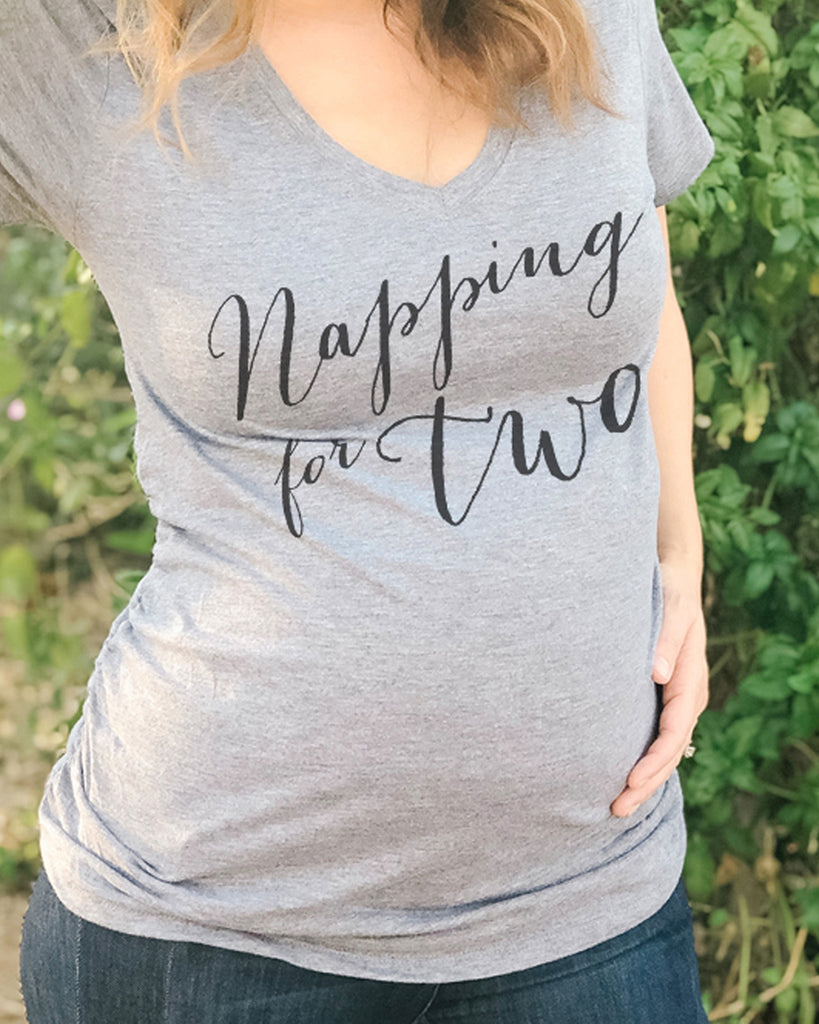 Napping For Two Maternity V Neck Shirt - It's Your Day Clothing