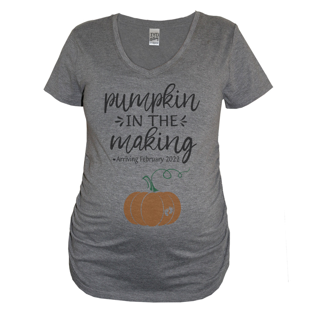 Pumpkin In The Making Heather Gray Maternity V Neck - It's Your Day Clothing