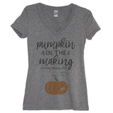 Pumpkin In The Making Heather Gray V Neck Shirt - It's Your Day Clothing