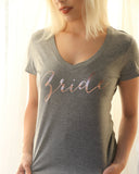 Bride V Neck Rose Gold Shirt - It's Your Day Clothing