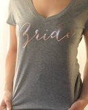 Bride V Neck Rose Gold Shirt - It's Your Day Clothing