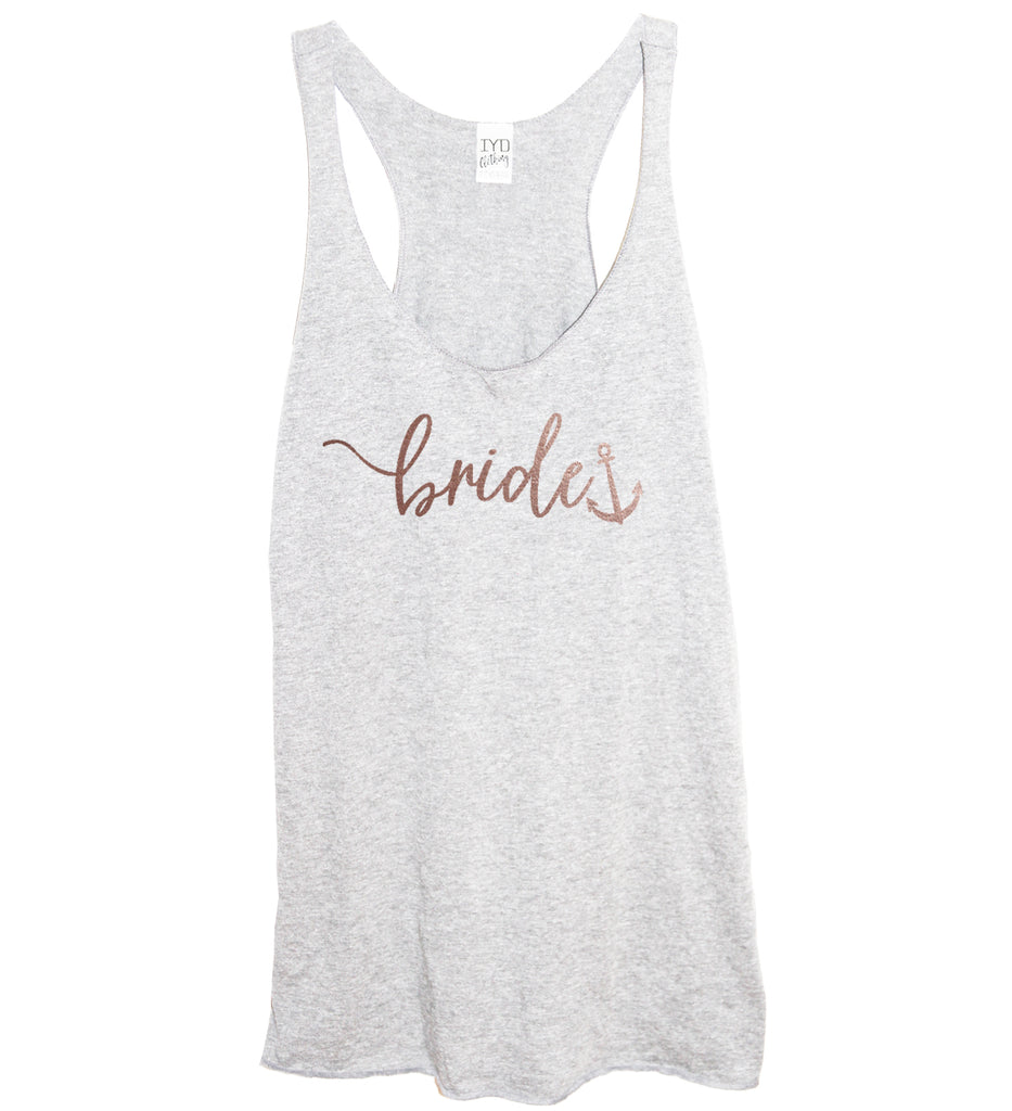 Rose Gold Bridal Party: Bride, Mate of Honor, or Brides Crew Anchor Tank - It's Your Day Clothing