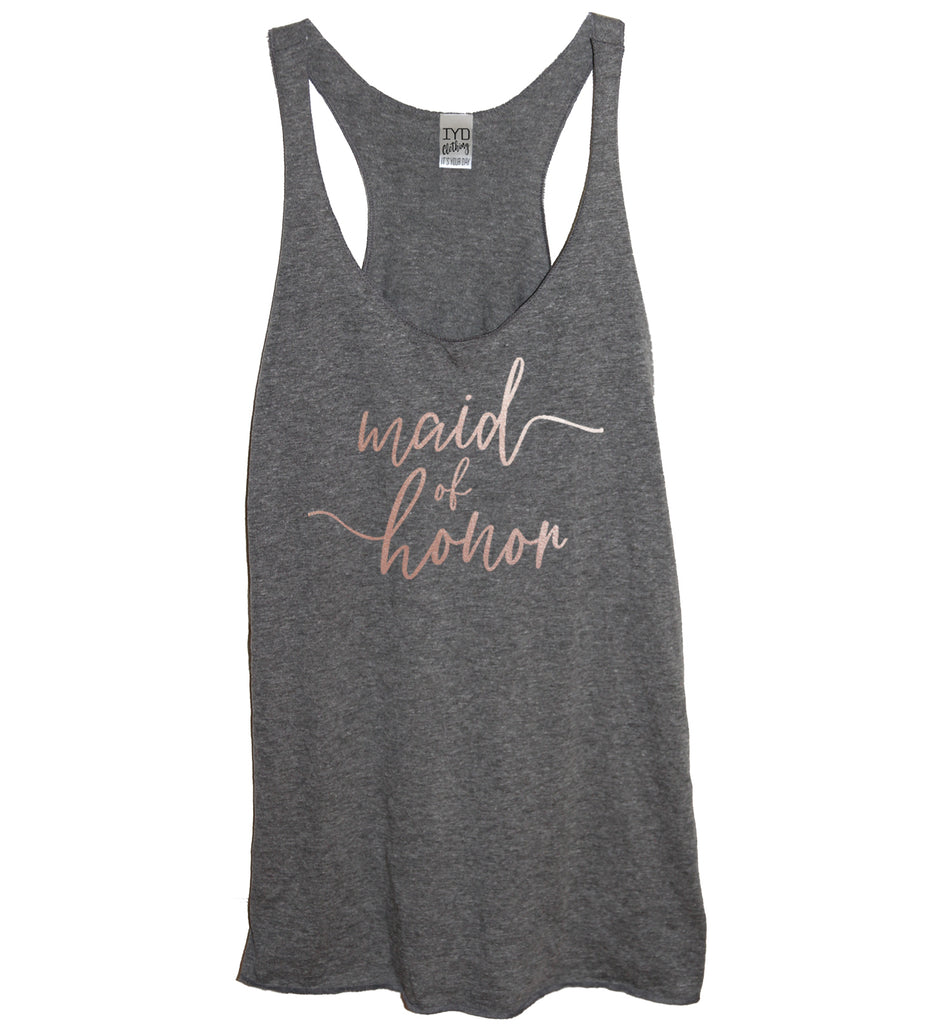 Rose Gold Bridal Party: Bride, Maid Of Honor, or Bridesmaid Tank - It's Your Day Clothing