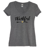Thankful Glitter Heart V Neck Shirt - It's Your Day Clothing