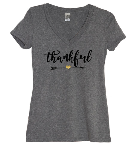 Give Thanks For Wine... Lots And Lots Of Wine Gold Womens V Neck Shirt