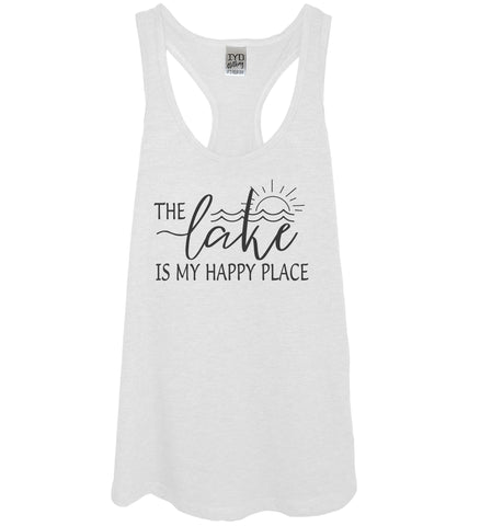 The Lake Is My Happy Place White Tank Top - It's Your Day Clothing