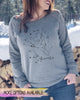 Model Wearing Taurus Heather Gray Wide Neck Sweatshirt - It's Your Day Clothing